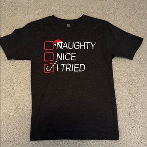 Holiday Time Black Naughty Nice Graphic Tee
